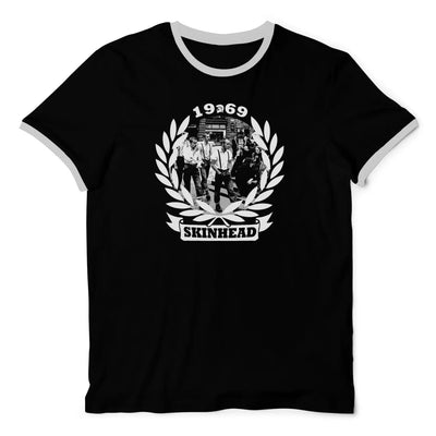 1969 Skinhead Logo Men's Contrast Ringer T-Shirt XXL / Black