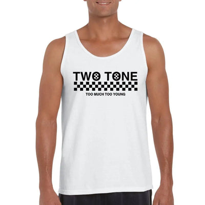 2 Tone Too Much Too Young Narrow Logo Ska Men's Vest Top M / White