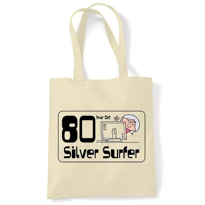 80 Year OId Silver Surfer 80th Birthday Tote Bag