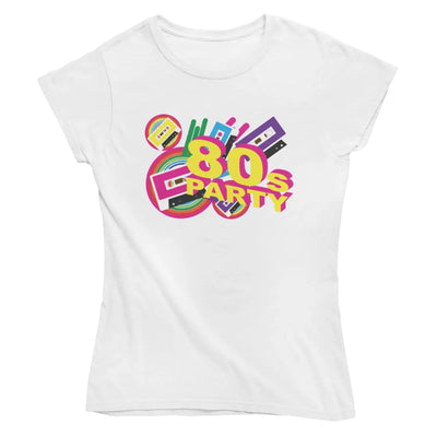 80s Party Fancy Dress Ladies T-Shirt - L - Womens T-Shirt