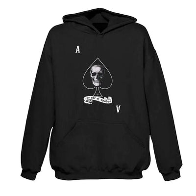 Ace Of Spades Skull Pouch Pocket Hoodie