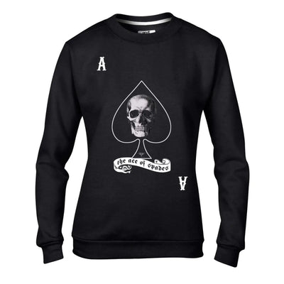 Ace of Spades Skull Women's Sweatshirt Jumper XXL / Black