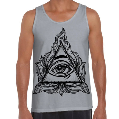 All Seeing Eye In A Triangle Illuminati Large Print Men's Vest Tank Top M / Light Grey