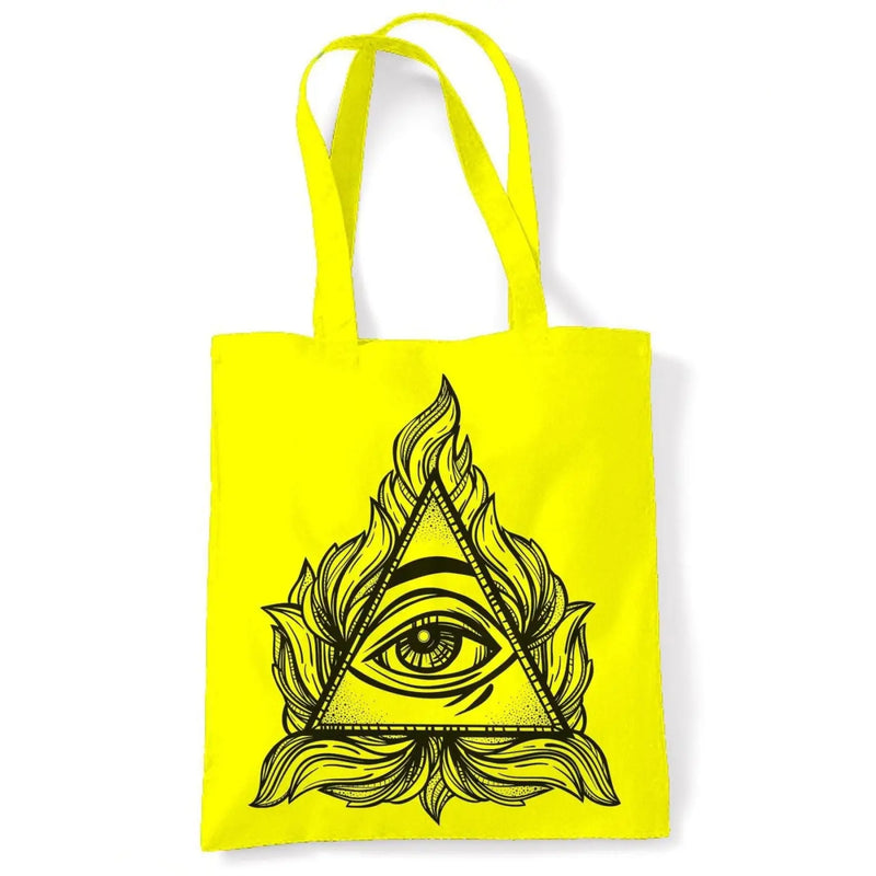 All Seeing Eye In A Triangle Illuminati Large Print Tote Shoulder Shopping Bag