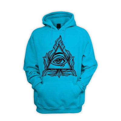 All Seeing Eye In A Triangle Illuminati Men's Pouch Pocket Hoodie Hooded Sweatshirt XL / Sapphire Blue