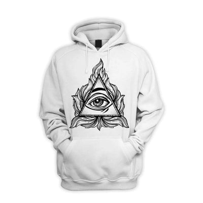 All Seeing Eye In A Triangle Illuminati Men's Pouch Pocket Hoodie Hooded Sweatshirt XL / White