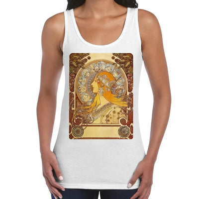 Alphonse Mucha The Zodiac Art Nouveau Large Print Women's Vest Tank Top S