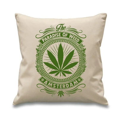 Amsterdam Paradise Of Weed Cannabis 18 x 18 Inch Filled Sofa Throw Cushion Cream