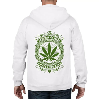 Amsterdam Paradise Of Weed Cannabis Full Zip Hoodie 3XL / White