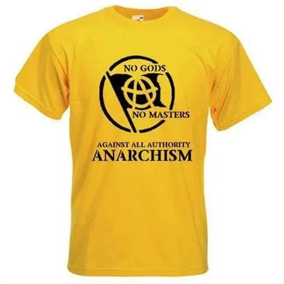 Anarchist Slogan Black Print T-Shirt 3XL / Yellow