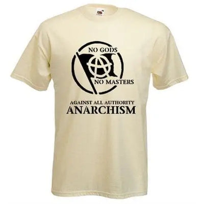 Anarchist Slogan Black Print T-Shirt XL / Cream