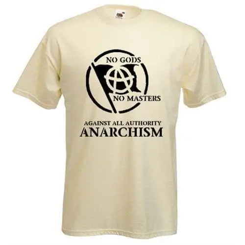 Anarchist Slogan Black Print T-Shirt XL / Cream