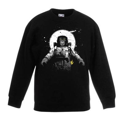 Astronaut Monkey Space Hipster Children's Toddler Kids Sweatshirt Jumper 14-15 / Black