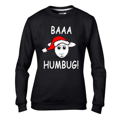 Baaa Humbug Sheep with Santa Hat Christmas Funny Women's Sweatshirt Jumper M