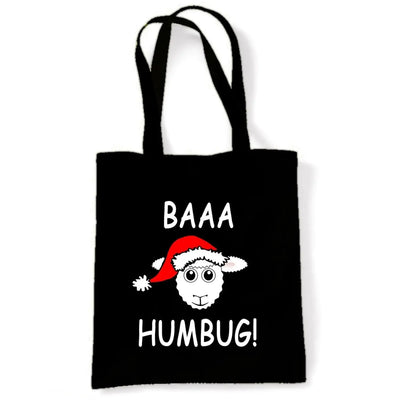 Baaa Humbug Sheep with Santa Hat Christmas Tote Shoulder Shopping Bag