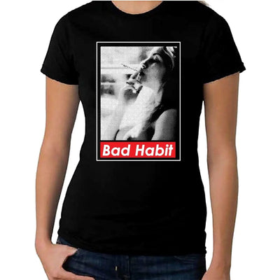 Bad Habit Smoking Girl Women's T-Shirt M / Black