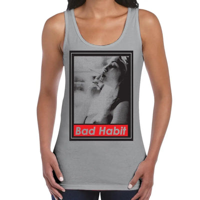 Bad Habit Smoking Girl Women's Tank Vest Top XXL / Light Grey