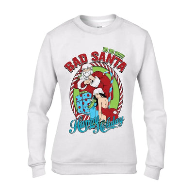 Bad Santa Happy Holidays Bah Humbug Christmas Women's Sweater \ Jumper M