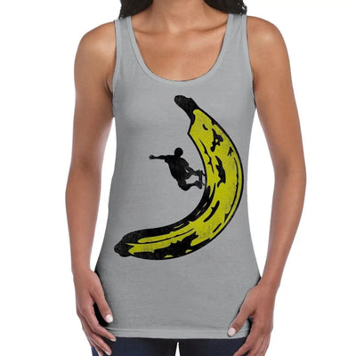 Banana Skateboarder Women's Tank Vest Top L / Light Grey
