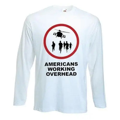 Banksy Americans Working Overhead Long Sleeve T-Shirt M / White