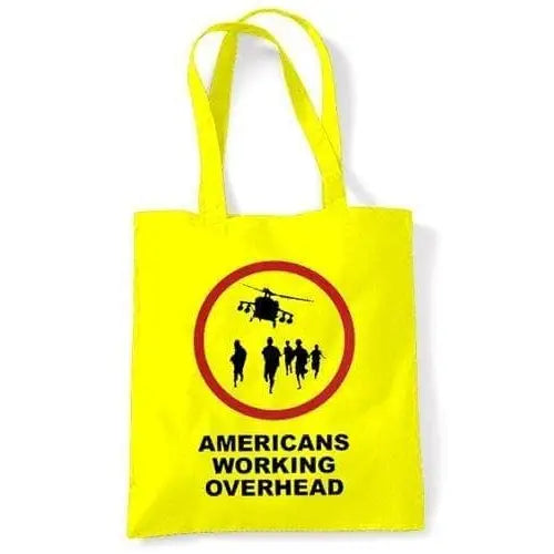 Banksy Americans Working Overhead Shoulder bag Yellow