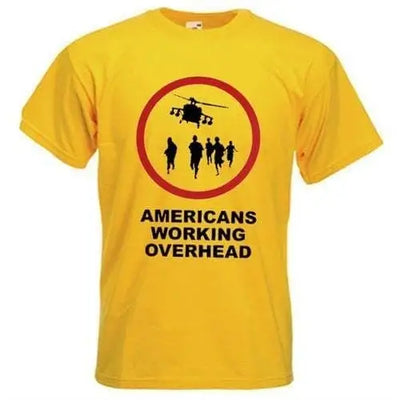 Banksy Americans Working Overhead T-Shirt L / Yellow