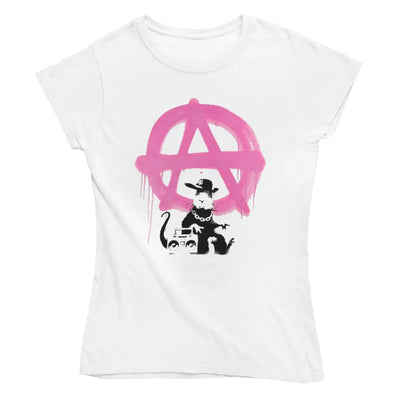 Banksy Anarchy Rat Ladies T-Shirt - L - Womens T-Shirt