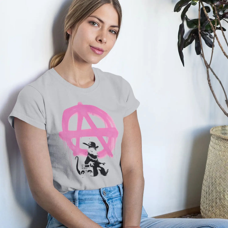 Banksy Anarchy Rat Ladies T-Shirt - Womens T-Shirt