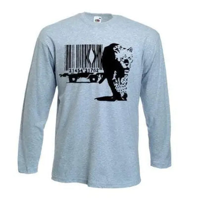 Banksy Barcode Leopard Long Sleeve T-Shirt XL / Light Grey