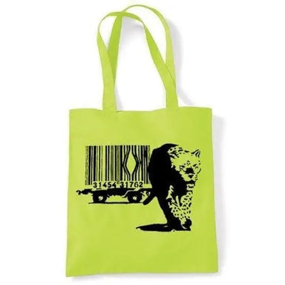 Banksy Barcode Leopard Shoulder bag Lime Green