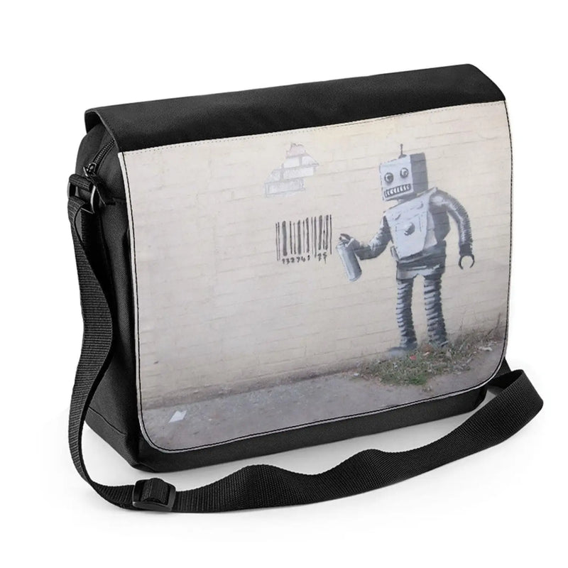Banksy Barcode Robot Laptop Messenger Bag
