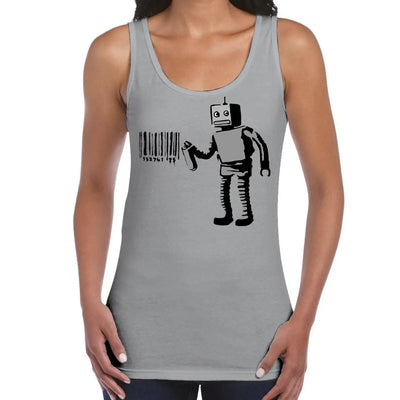 Banksy Barcode Robot Women's Tank Vest Top S / Light Grey