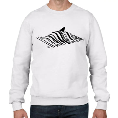 Banksy Barcode Shark Graffiti Men's Sweatshirt Jumper S / White