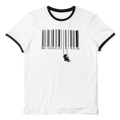 Banksy Barcode Swing Girl Ringer T-Shirt M