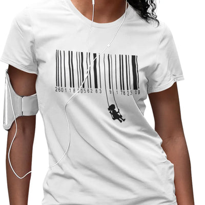 Banksy Barcode Swing Girl Women’s T-Shirt - Womens T-Shirt