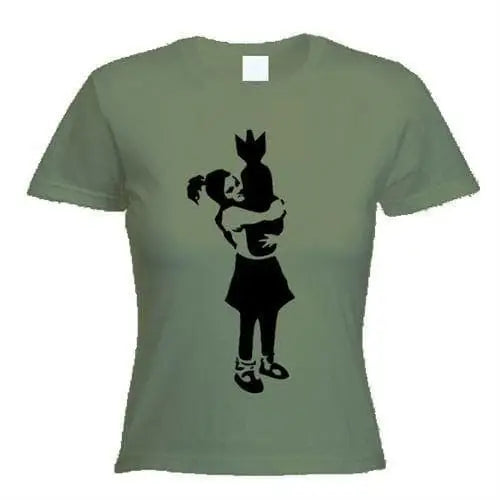 Banksy Bomb Hugger Ladies T-Shirt S / Khaki