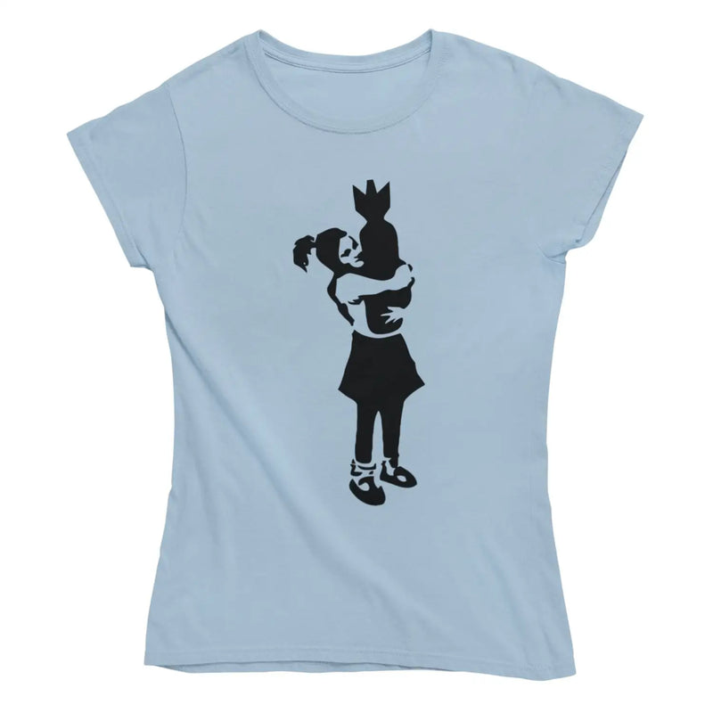 Banksy Bomb Hugger Ladies T-Shirt - S / Light Blue - Womens