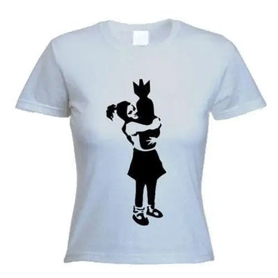 Banksy Bomb Hugger Ladies T-Shirt S / Light Grey
