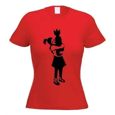 Banksy Bomb Hugger Ladies T-Shirt S / Red
