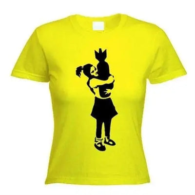 Banksy Bomb Hugger Ladies T-Shirt S / Yellow