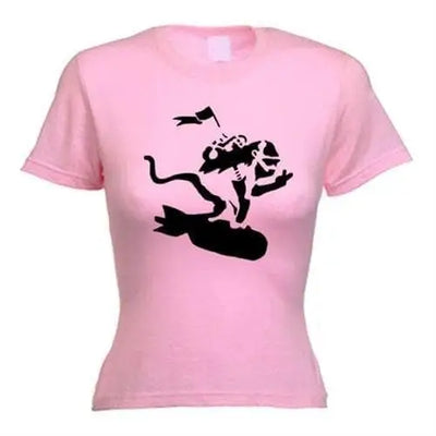 Banksy Bomb Monkey Ladies T-Shirt L / Light Pink