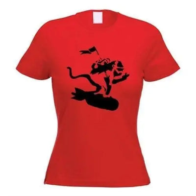 Banksy Bomb Monkey Ladies T-Shirt L / Red