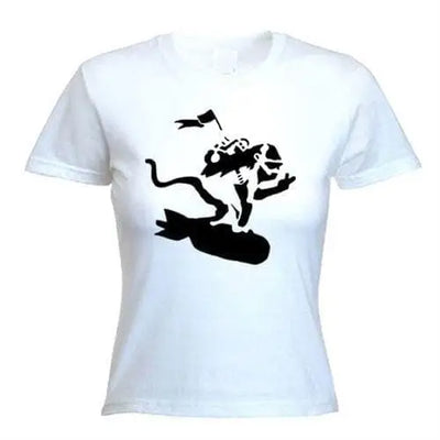 Banksy Bomb Monkey Ladies T-Shirt L / White