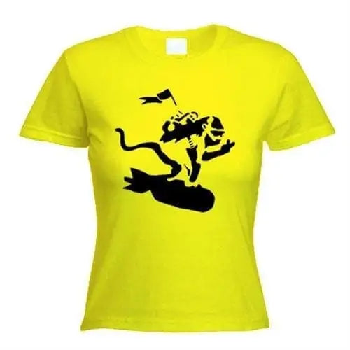 Banksy Bomb Monkey Ladies T-Shirt L / Yellow