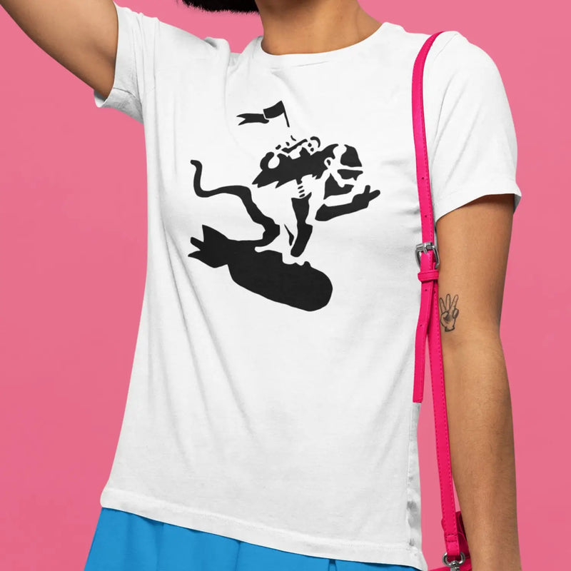 Banksy Bomb Monkey Ladies T-Shirt - Womens T-Shirt