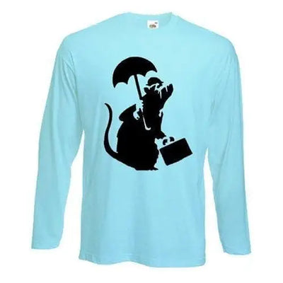Banksy Bowler Rat Long Sleeve T-Shirt S / Light Blue