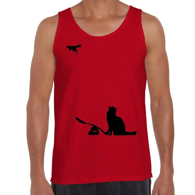 Banksy Cat and Mouse Men's Tank Vest Top S / Red