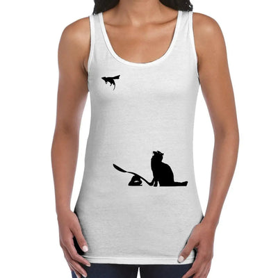 Banksy Cat and Mouse Women's Tank Vest Top XXL / White
