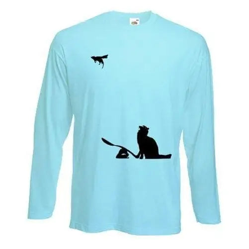 Banksy Cat & Mouse Long Sleeve T-Shirt XXL / Light Blue