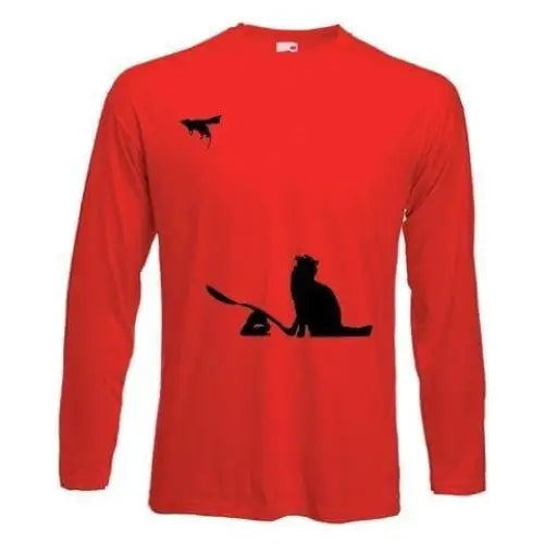 Banksy Cat & Mouse Long Sleeve T-Shirt XXL / Red